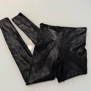 SPANX Faux Leather Leggings Black High-Waist Stretchy Chic